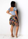 Personalized high-waisted distressed tie-dye jeans   shorts with frayed fringe edges