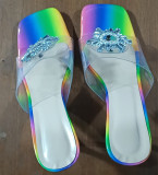 High heeled flip flops with transparent thin heel on women's head Plus size shoes