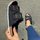 Flat slipper belt buckle canvas Plus size shoes