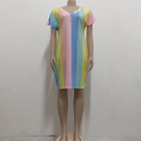 Fashion Digital Printed V-Neck Ladies Dress