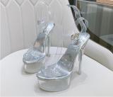 Crystal shoes model show thin heel waterproof platform high heel shoes Plus size shoes
