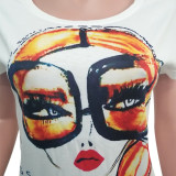 Fashionable European and American women's big chest letter character printed T-shirt top summer