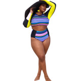 Fashion plus size women's sexy positioning printed swimsuit suit