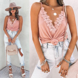 Sexy lace stitching sling top women's clothing