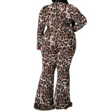 Fashionable European and American women's leopard print casual jumpsuit without mask