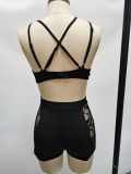 Fashion corset lace shoulder strap lace chest support two-piece set