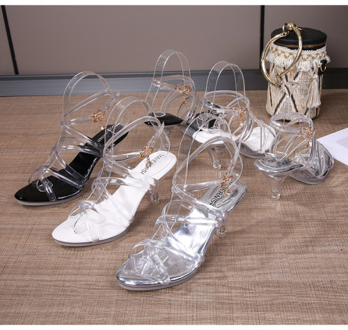 European and American Roman cross bandage crystal transparent fashion Plus size shoes