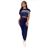 Two-piece casual sexy stitching sports suit