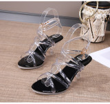 European and American Roman cross bandage crystal transparent fashion Plus size shoes