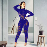 Mesh Long Sleeve Hollow Breathable Jumpsuit