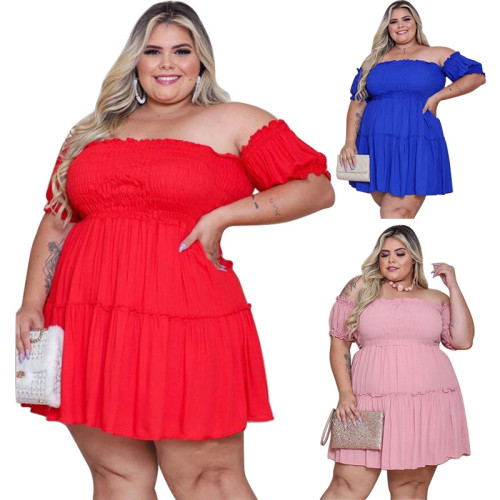 Large size women's waist irregular dress