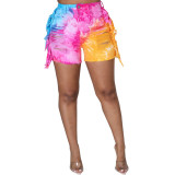 Fashion sexy ripped tie-dye multicolor trendy jeans shorts