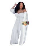 New casual solid color strapless sexy plus size jumpsuit