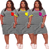 Oversized Women's Striped Printed Pattern Dress