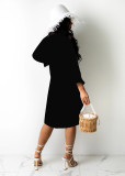 Fashion casual buttoned shirt collar dress without belt