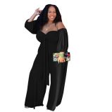 New casual solid color strapless sexy plus size jumpsuit