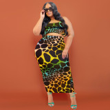 Printed tight-fitting hip fashion casual suit plus size women's two-piece suit