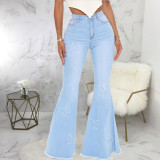 Fashion all-match slim-fit butterfly decoration wide-leg stretch flared jeans