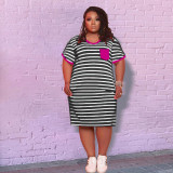 Oversized Women's Striped Printed Pattern Dress