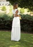 Long skirt with wood ears and ruffled lace-up vest dress