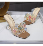 Cinderella crystal flower high heel sandals stage show Plus size shoes