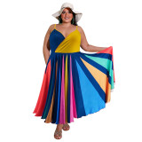 2021 summer new irregular multi-color big swing dress