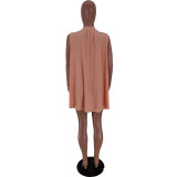 New style cotton cape skirt round neck V-shaped hollow irregular edge temperament dress
