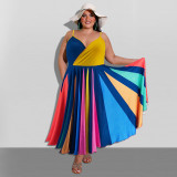2021 summer new irregular multi-color big swing dress