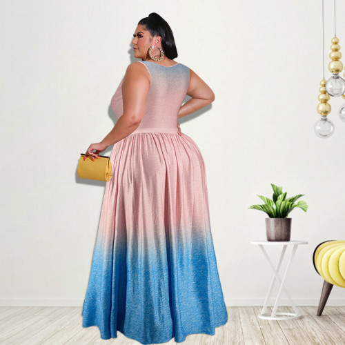 2021 summer new positioning printing gradient dress