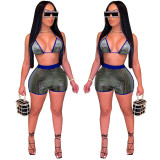 Fashion sexy new lace-up halter chest wrap shorts two-piece suit