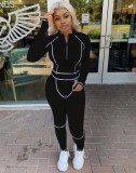 Two-piece fashion casual set of splicing sports suit