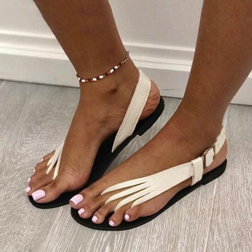Large herringbone buckle solid sandals Plus size shoes