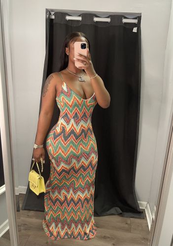 Summer new style printed striped sexy dress
