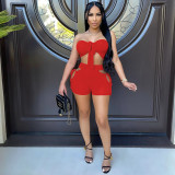 Net Red Fashion sexy solid color wrapped chest pit strip two-piece shorts short