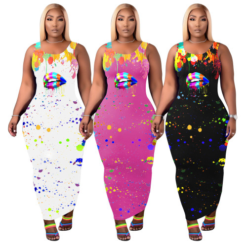 City splash ink element lips three-color printing S to 5XL available