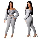 Women's multicolor hoodie pull frame and eyelet collar fashion casual suit