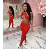 Net Red New sexy casual fashion solid color two-piece trouser suit