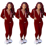 2021 autumn and winter solid color suit sports two-piece original version