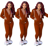 2021 autumn and winter solid color suit sports two-piece original version