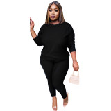 Women's solid color round neck thick knitted casual suit bottoming shirt