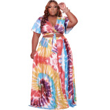 Plus size women's printed fashion casual two-piece suit