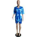 Fashionable European and American women's casual tie-dye two-piece suit
