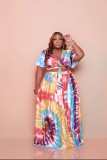 Plus size women's printed fashion casual two-piece suit
