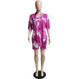 Fashionable European and American women's casual tie-dye two-piece suit