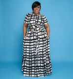 Women's plus size stripe printing two-piece suit
