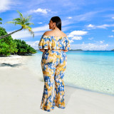 Plus size women's 2021 summer new printed suit