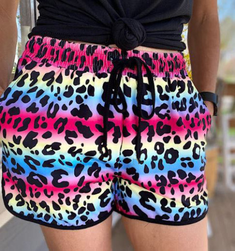 Summer new women's fashion sports leopard print shorts women