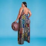Plus size women's 2021 summer new style sling print cool summer jumpsuit