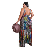 Plus size women's 2021 summer new style sling print cool summer jumpsuit