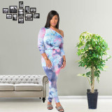 2021 new spring long tie-dye strapless fashion casual suit
